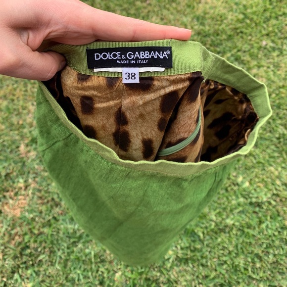 Dolce & Gabbana Linen Lime Green Pencil Skirt - Picture 1 of 4